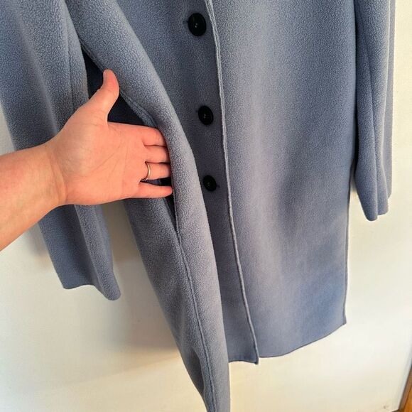 Harris Wharf London Women’s Dusty Blue Fleece Longline 3 Button Closure Coat - Picture 12 of 15